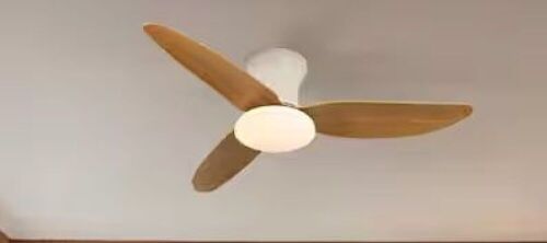 TOZING 40 in. Smart Indoor Wood Low Profile Standard Small Flush Mount Ceiling Fan Light with Integrated LED with Remote - Lot 447