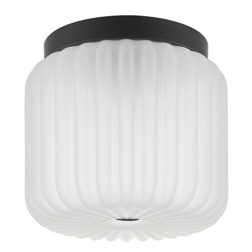 Lot of (2) Home Decorators Collection Caroline 1-Light Matte Black Flush Mount with Frosted Glass - Lot 532