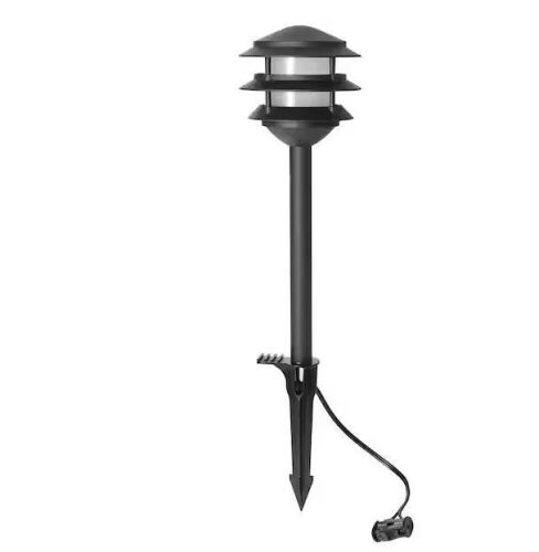 Lot of (4) Hampton Bay Low Voltage Matte Black Outdoor Integrated LED Weather Resistant 3-Tier Path Light - Lot 545