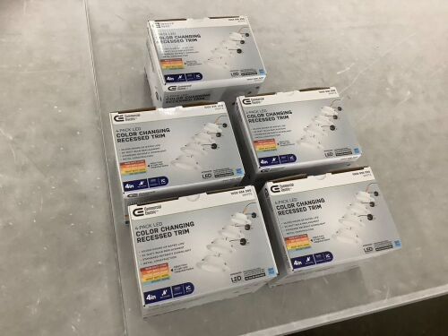 Lot of (5) Commercial Electric 4 in. Integrated LED Recessed Retrofit Light Trim with Selectable Color Temperature, 4-Pack - Lot 635