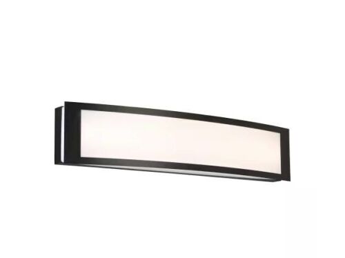 Hampton Bay Woodbury 24.6 in. 1-Light Matte Black Integrated LED Bathroom Vanity Light Bar with Frosted Acrylic Shade - Lot 649