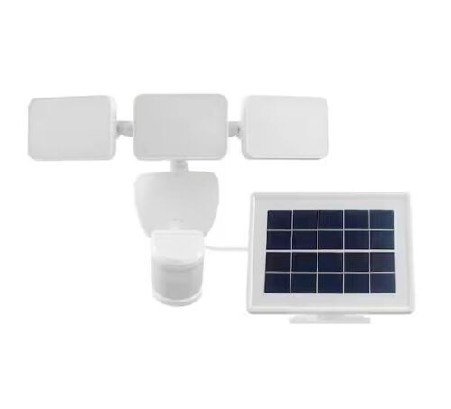 Defiant 180° White Motion Sensor Solar Outdoor 3-Head LED Security Flood Light 2100 Lumens - Lot 738