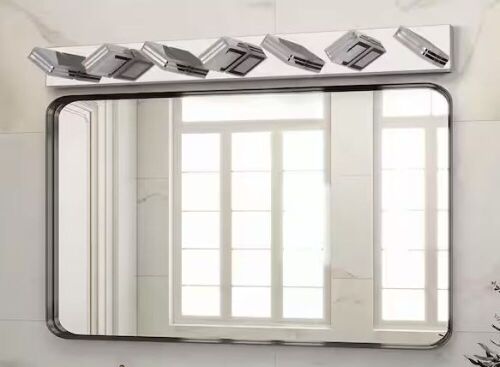 45 in. W 7-Lights LED Vanity Light Dimmable Bathroom Light Fixtures Over Mirror 180° Rotatable Wall Sconce, Chrome - Lot 841