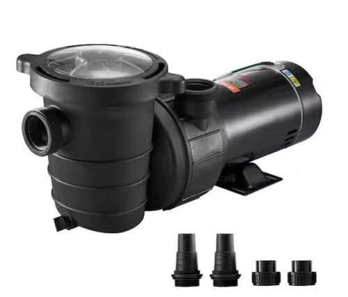VEVOR 5280GPH 2HP 115V Single Speed Swim Pool Filtre Pump 1500-Watt Self Primming w/ Strainer Basket 4 Pipe Fittings - Lot 73