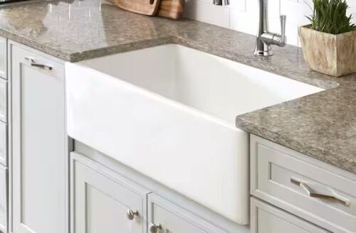 SINKOLOGY Bradstreet II 30 in. Farmhouse Apron Front Undermount Single Bowl Crisp White Fireclay Kitchen Sink - Lot 120