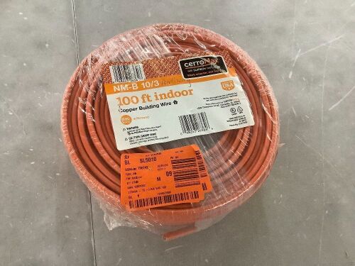 100 ft. 10/3 Orange Solid CerroMax SLiPWire Copper NM-B Wire - Lot 506