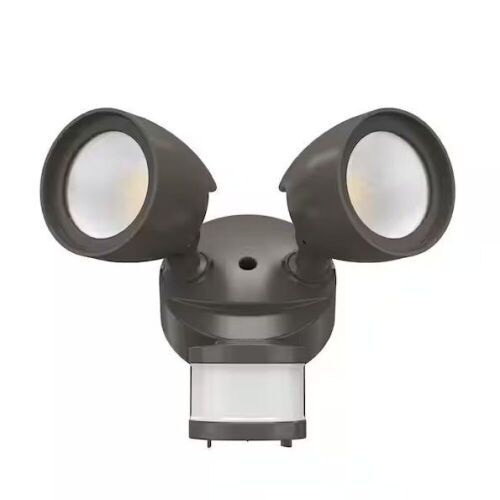 Lot of (2) Commercial Electric 240-Degree Bronze Motion Activated Integrated LED Outdoor Twin Head Security Flood Light, 4000K - Lot 508