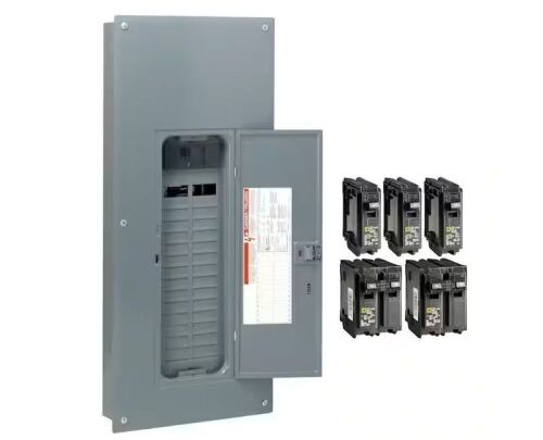 Square D Homeline 200 Amp 30-Space 60-Circuit Indoor Main Breaker Plug-on Neutral Electrical Panel with Cover - Lot 605