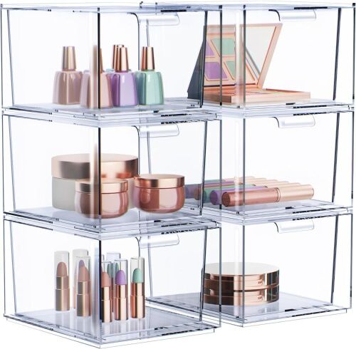 Sorbus Clear Stackable Acrylic Drawer Organizer, 6 Pack  - Lot 703