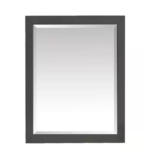 Home Decorators Collection Windlowe 24 in. W x 32 in. H Rectangular Wood Framed Wall Bathroom Vanity Mirror in Gray - Lot 709