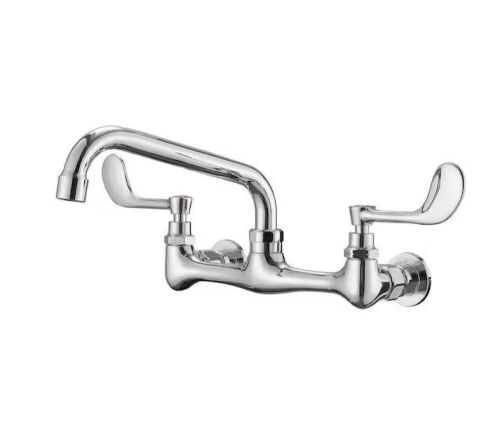 BWE Double Handle Wall Mount Standard Kitchen Faucet with 8 in. Swivel Spout 8 in. Center in Polished Chrome - Lot 116