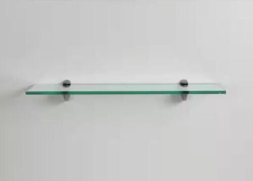inPlace 24 in. W x 6.25 in D x 2.6 in. H Clear Glass Bracketed Wall Shelf - Lot 414