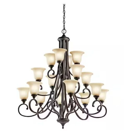 KICHLER Monroe 45 in. 16-Light Olde Bronze 3-Tier Traditional Shaded Empire Chandelier  - Lot 12