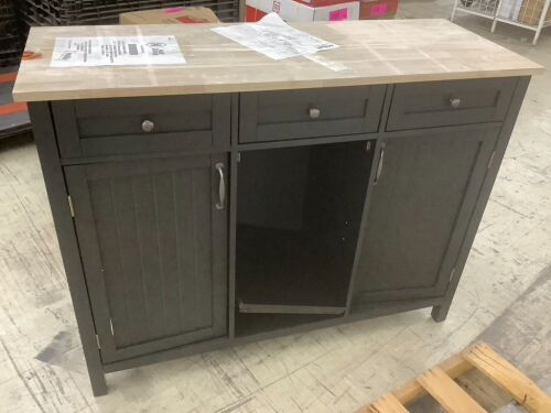 Kitchen Island with Natural Butcher Block Top and Storage - Minor Blemishes, Door Magnets Installed Wrong - Lot 626