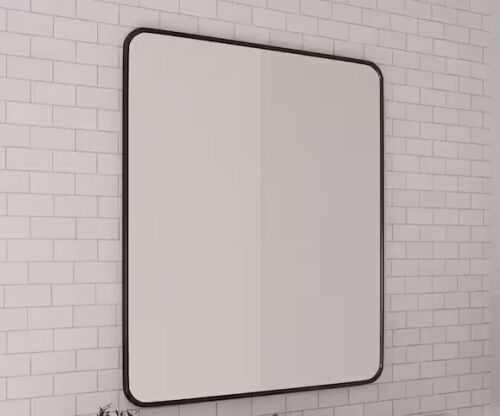 ELLO&ALLO 24 in. W x 36 in. H Rectangular Aluminum Framed Wall Mirror in Black - Lot 707