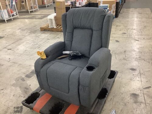 Electric Power Lift Recliner Massage Chair w/ Heat, USB Port, Cupholders - Light Rust on Base - Lot 49
