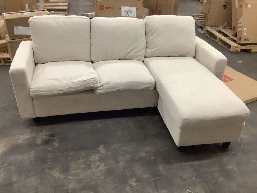 Upholstered Sectional Sofa Couch w/ Chaise Lounge, Reversible Ottoman Bench - Lot 50