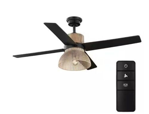 Home Decorators Collection Savannah 52 in. Indoor LED Matte Black Dry Rated Ceiling Fan with 4 Reversible Blades, Light Kit and Remote Control - Lot 15