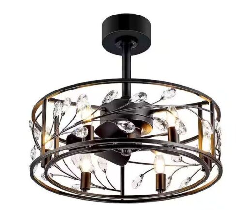 Breezary Blooming 20 in. Indoor Black Ceiling Fan with Remote Control and Light Kit Included - Lot 99
