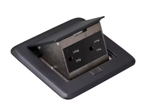 NEWHOUSE ELECTRIC Pop-Up Floor Outlet, Electrical Box for Wood Sub-Flooring with 15 Amp TR Duplex Receptacle, Black - Lot 161