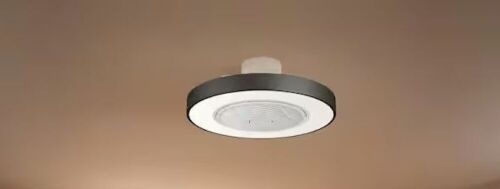 TOZING 21 in. Integrated LED Indoor Modern Black Round Style Enclosed Flush Mount Ceiling Fan Light with Remote Control - Lot 163