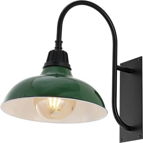  JONATHAN Y Stanley 12.25" 1-Light Farmhouse Industrial Indoor/Outdoor Iron LED Gooseneck Arm Sconce Metal Bowl Shade - Lot 169
