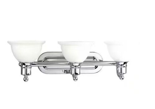 Progress Lighting Madison Collection 3-Light Polished Chrome Etched Glass Traditional Bath Vanity Light - Lot 185