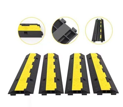 VEVOR Cable Protector Ramp 2-Channels Modular Speed Bump Hump Rubber 11000 lbs. Load, 4-Pack - Lot 269