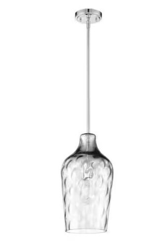 CRAFTMADE Pendant 60-Watt 1-Light Brushed Nickel Finish Mini Pendant w/ Hammered Glass - Lot 278