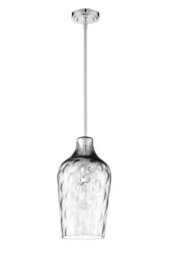 CRAFTMADE Pendant 60-Watt 1-Light Brushed Nickel Finish Mini Pendant w/ Hammered Glass - Lot 279