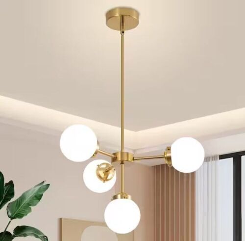 Deyidn Gold 4-Light Globe Sputnik Chandelier Milk Glass Shade - Lot 290