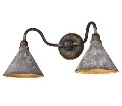 Golden Lighting Jasper 5.6 in. 2-Light Vanity Light with Galvanized Steel Shade - Lot 298