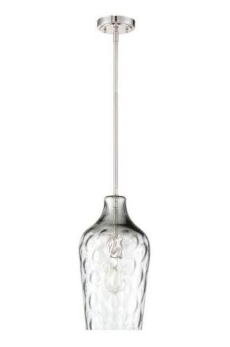 CRAFTMADE Pendant 60-Watt 1-Light Brushed Nickel Finish Mini Pendant w/ Hammered Glass - Lot 360
