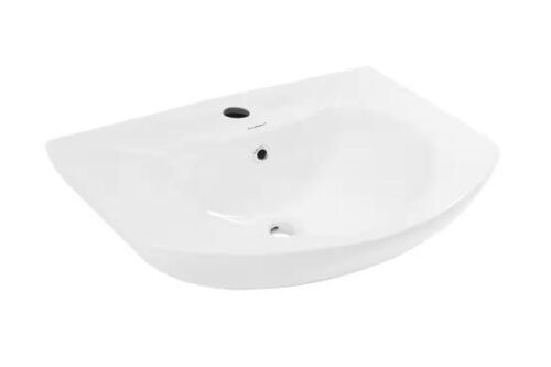 Swiss Madison Modern White Ceramic Rectangular Chateau Pedestal Bathroom Vessel Sink with Round Single Faucet Hole - Lot 400