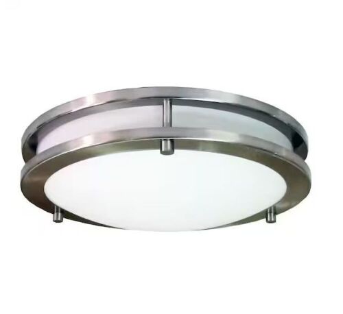 HomeSelects Saturn 2-Light Brushed Nickel Flush Mount - Lot 416