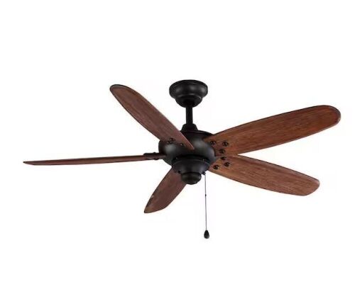 Home Decorators Collection Altura 48 in. Indoor/Outdoor Matte Black Ceiling Fan with Downrod and Reversible Motor; Light Kit Adaptable - Lot 419