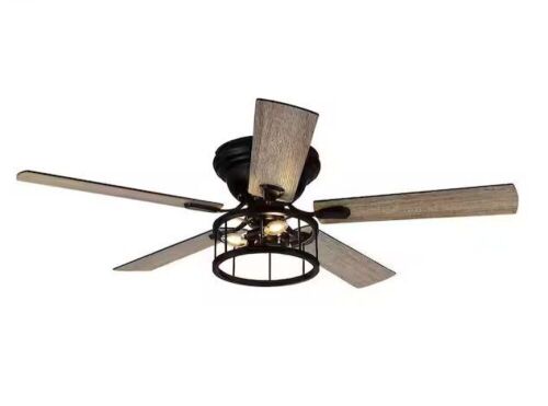 Breezary Ableton Hugger 52 in. Black Indoor Ceiling Fan with Remote Control and Light Kit Included - Lot 425