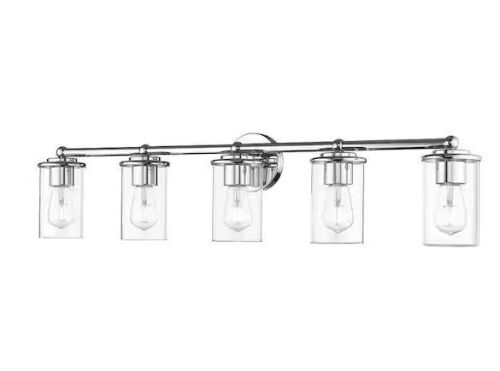 Thayer 39 in. 5-Light Chrome Vanity Light with Clear Glass Shade - Lot 463