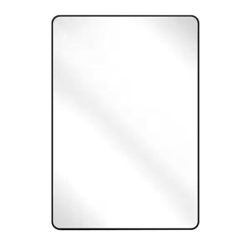 XRAMFY 26 in. W x 38 in. H Rectangular Aluminum Alloy Framed Rounded Black Wall Mirror - Lot 478