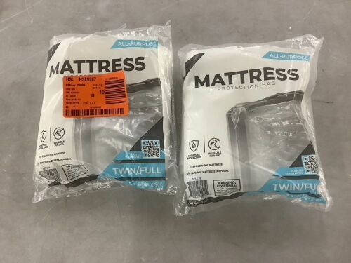 Lot of (2) Pratt Retail Specialties 91 in. D x 54 in. H x 14 in. W Twin and Full Mattress Bag - Lot 564