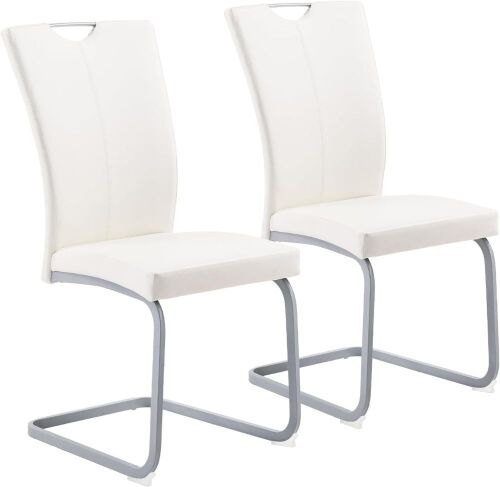 Modern Faux Leather Dining Chairs, Set of 2  - Lot 567