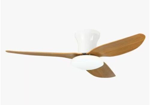 TOZING 40 in. Smart Indoor Wood Low Profile Standard Small Flush Mount Ceiling Fan Light with Integrated LED with Remote - Lot 584