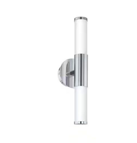 Eglo Palmera 1 4.92 in. W x 17.08 in. H 2-Light Chrome Integrated LED Bathroom Vanity Light with Etched Glass Shades - Lot 587