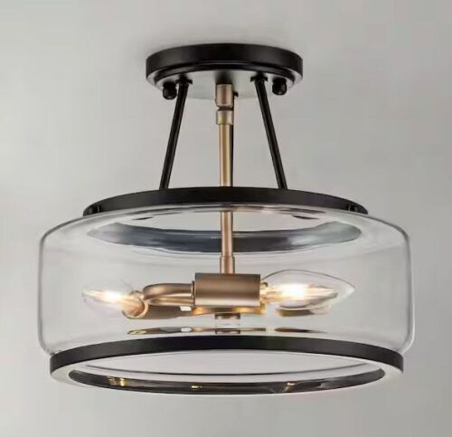 EDISLIVE Kost 11.8 in. 3-Light Flush Mount Ceiling Lights with Clear Glass Shade - Lot 592