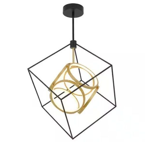 Artika Luxury 29-Watt 1 Light Black and Gold Modern Industrial Integrated LED Pendant Light Fixture - Lot 596