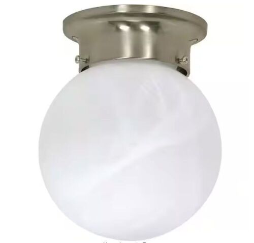 Lot of (2) SATCO Nuvo 1-Light Brushed Nickel Flush Mount with Alabaster Glass - Lot 599