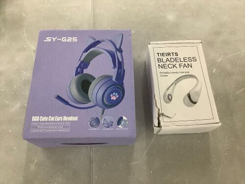 Cute Cat Ears Headset & Bladeless Neck Fan - Lot 760