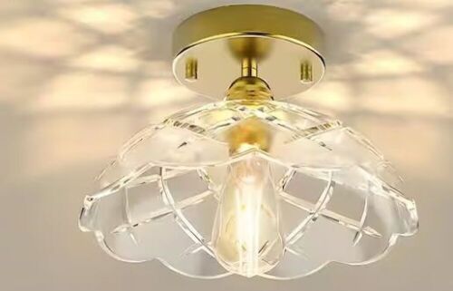 TOZING 10 in. White Modern Indoor Semicircular Novel Mesh Grid Lace Shaped Semi-Flush Mount Ceiling Light with Glass Shade - Lot 875