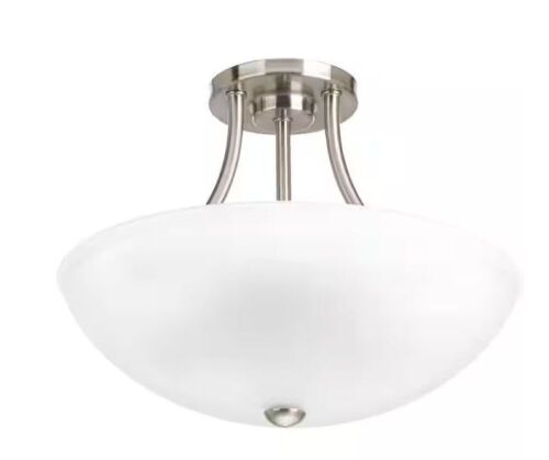 Progress Lighting Gather Collection 12.5 in. 2-Light Brushed Nickel Semi-Flush Mount - Lot 881