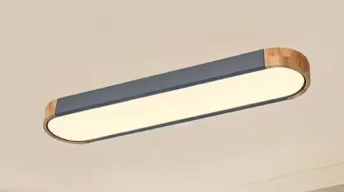 HUOKU Lumin 38 in. 1-Light Gray Integrated LED Flush Mount Minimalist Long Oval Ceiling Light - Lot 889